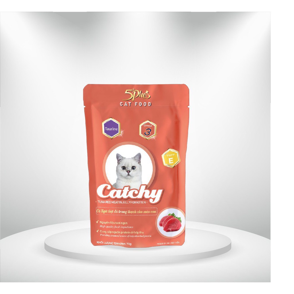 COMBO 5 Gói Pate 5PLUS CATCHY cho Mèo Mix 5 Vị gói 70gr | Vie PETSHOP