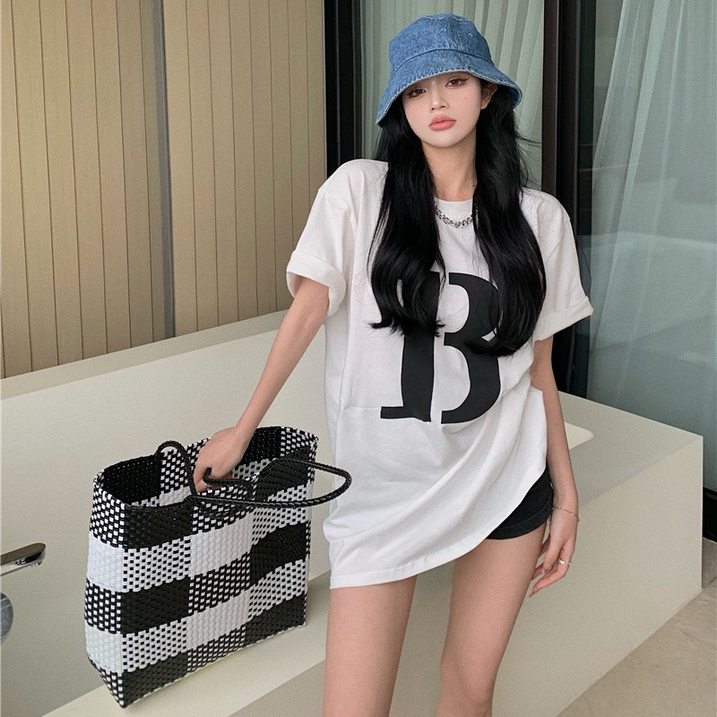 Áo Thun Tay Ngắn Dáng Rộng In Chữ Đơn Giản Trẻ Trung Hợp Thời Trang