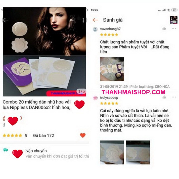 Bộ 10 miếng dán nhũ hoa vải lụa Nippless DAN006 hình hoa, hình tròn
