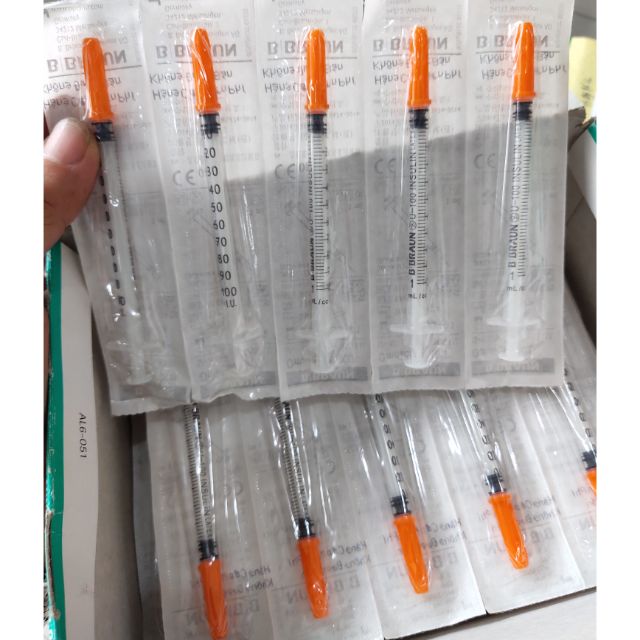 Bịch 10cây/ Bơm kim tiêm tiểu đường, Bơm tiêm dùng cho Spa 1cc