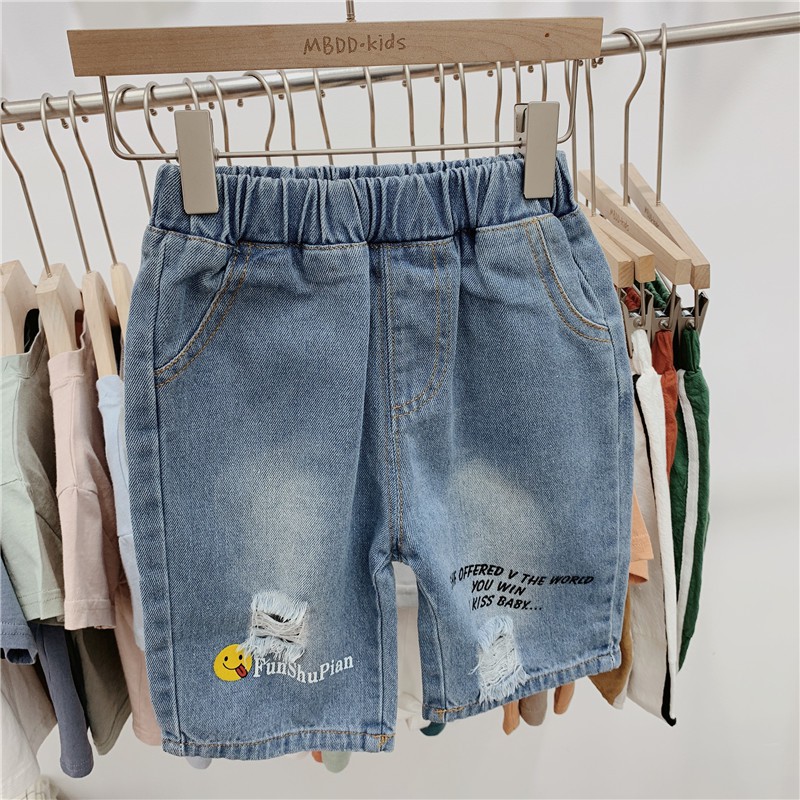Quần ngố MBDDkids jean rách lưng thun Q019 bé từ 1-7T hàng nhập QC L1