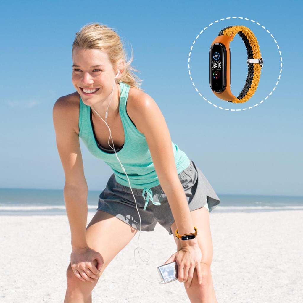 Dây Đeo Tay Thay Thế Bằng Nylon Co Giãn Điều Chỉnh Được Cho Xiaomi MiBand 5 6