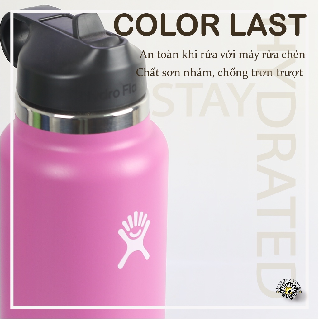 Bình giữ nhiệt Hydro Flask nắp ống hút dung tích 32 oz  - Wide Mouth with Straw Lid Bottle