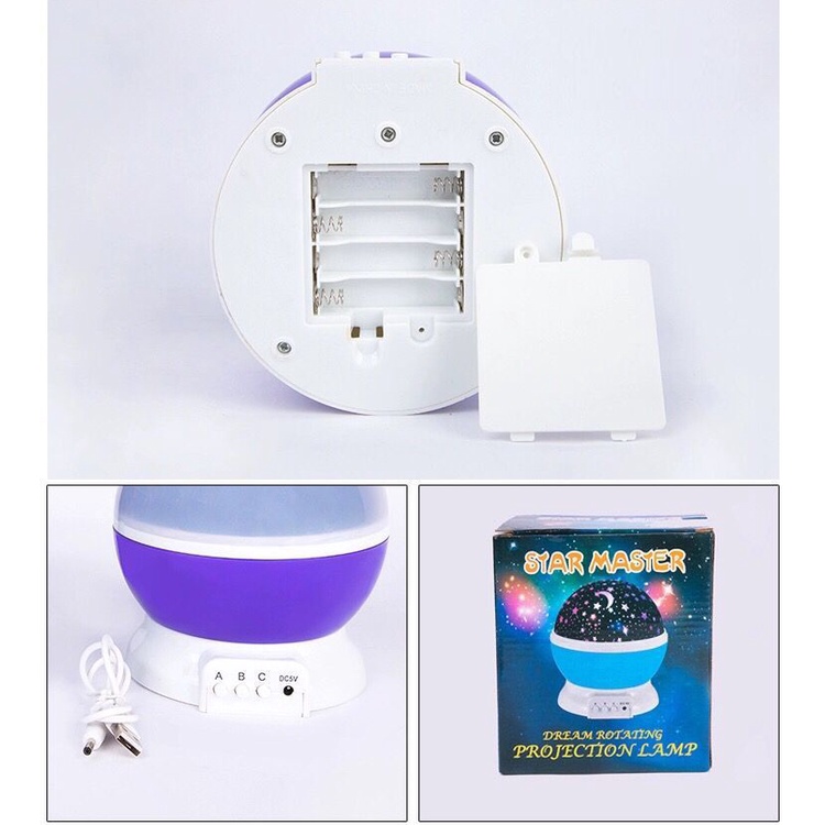 Đèn Chiếu Bầu Trời Trăng Sao 3 Chế Độ Cực Đẹp Xoay 360 Độ