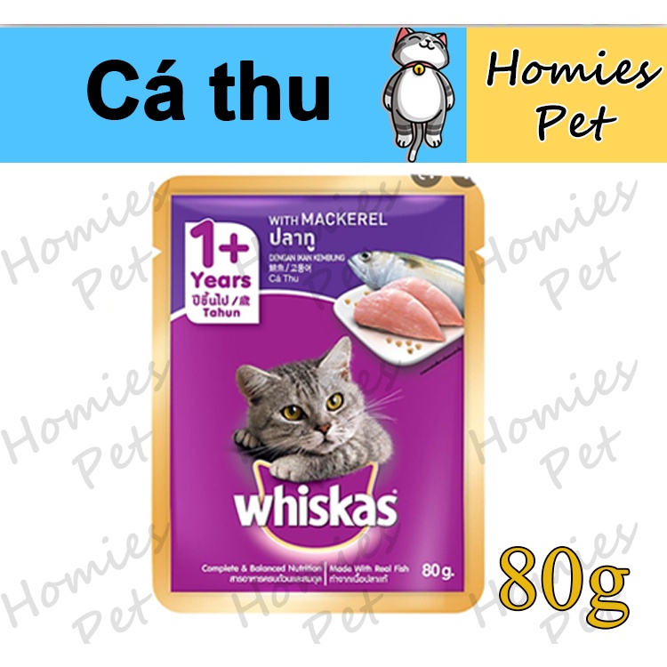 Pate whiskas gói 80g, thức ăn cho mèo - Homies Pet