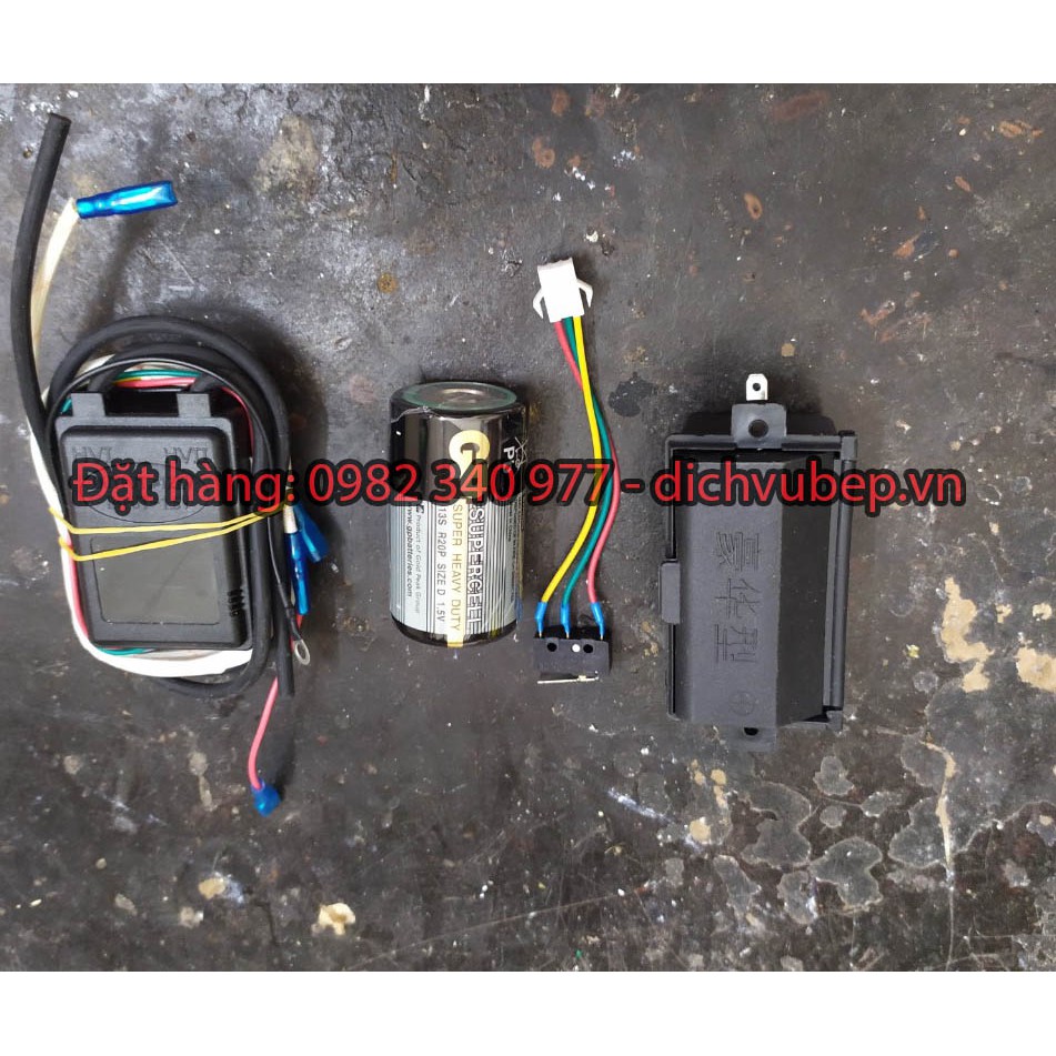 Bộ ic bếp ga + pin + hộp đựng pin + công tắc đánh lửa bếp