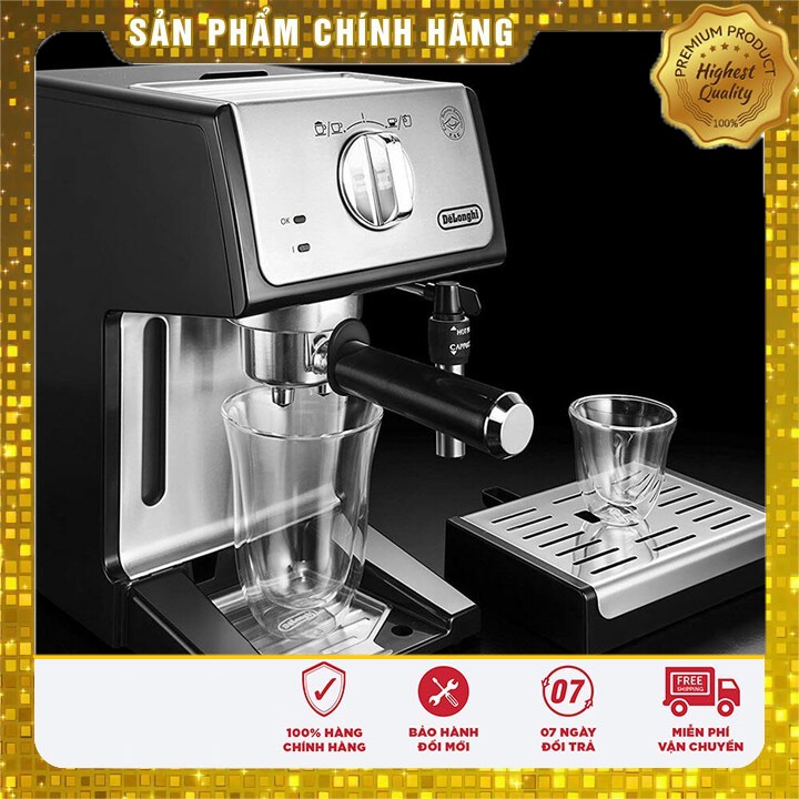 Máy Pha Cà Phê Espresso Delonghi ECP35.31 (màu trắng) bản nâng cấp, công suất 1100W, Vòi Làm Nóng Sữa Pha Cappuccino