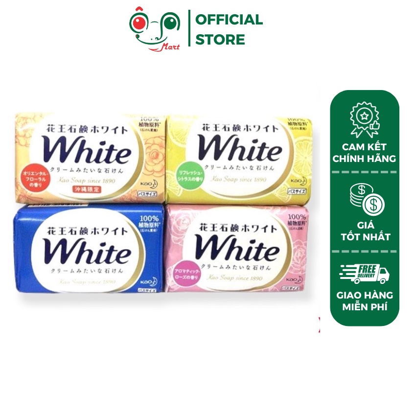 Xà phòng tắm KAO White 130g Nhật Bản, giữ ẩm hương thơm dịu nhẹ