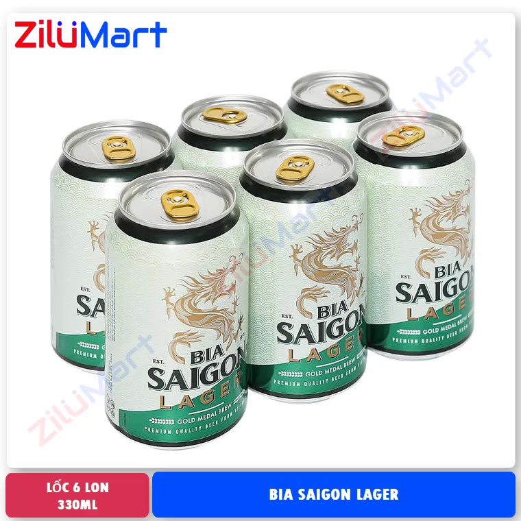 [HỎA TỐC HCM] Lốc 6 lon bia Sài Gòn Xanh loại 330ml