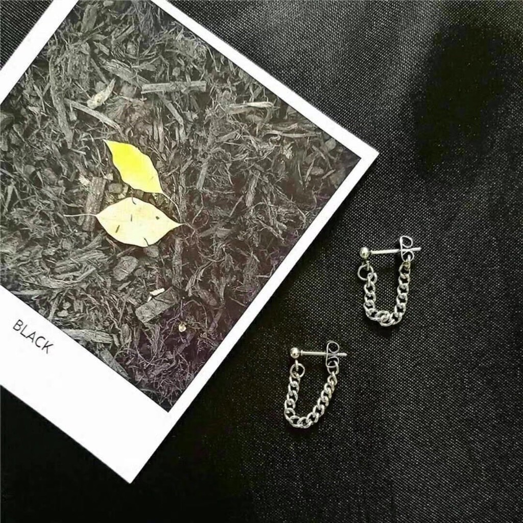 KHUYÊN TAI NAM UNISEX - KHUYÊN TAI XÍCH CHỐT CÀI CÁ TÍNH