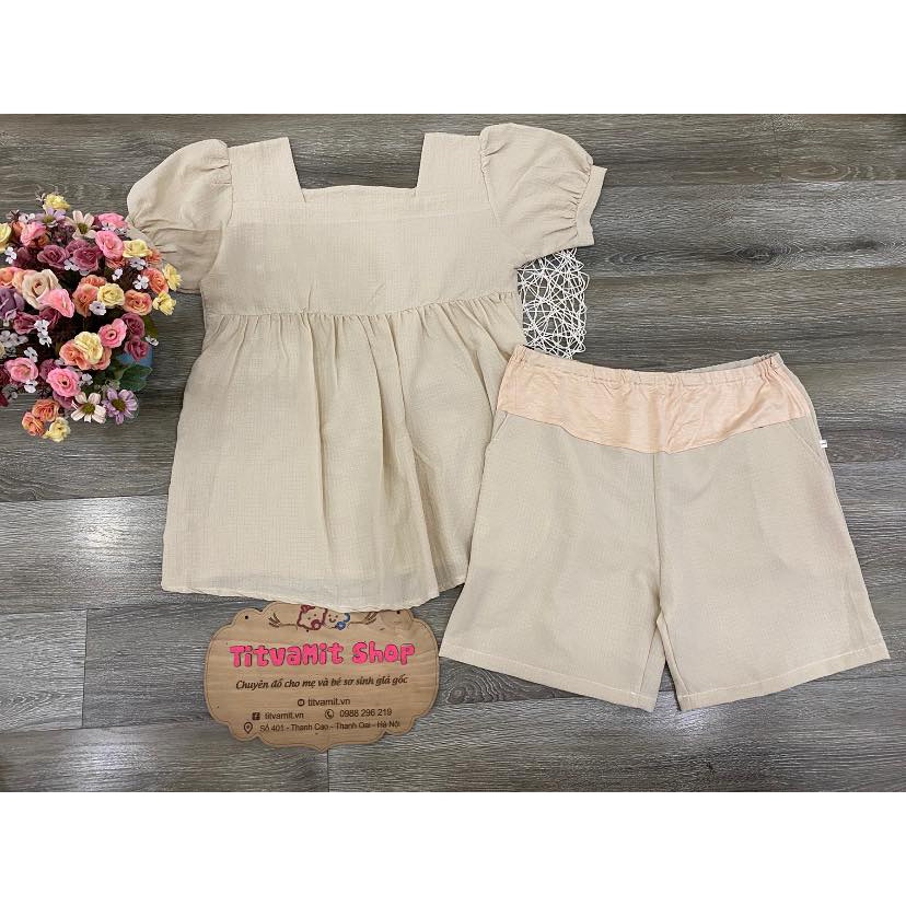 Bộ đùi bầu babydoll big size quần chỉnh chun, bộ ngố bầu sau sinh vải đũi xốp mềm mát