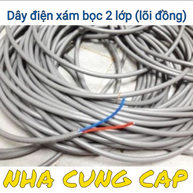 (GIÁ HỦY DIỆT) DÂY ĐIỆN XÁM BỌC 2 LỚP ĐỒNG 100%