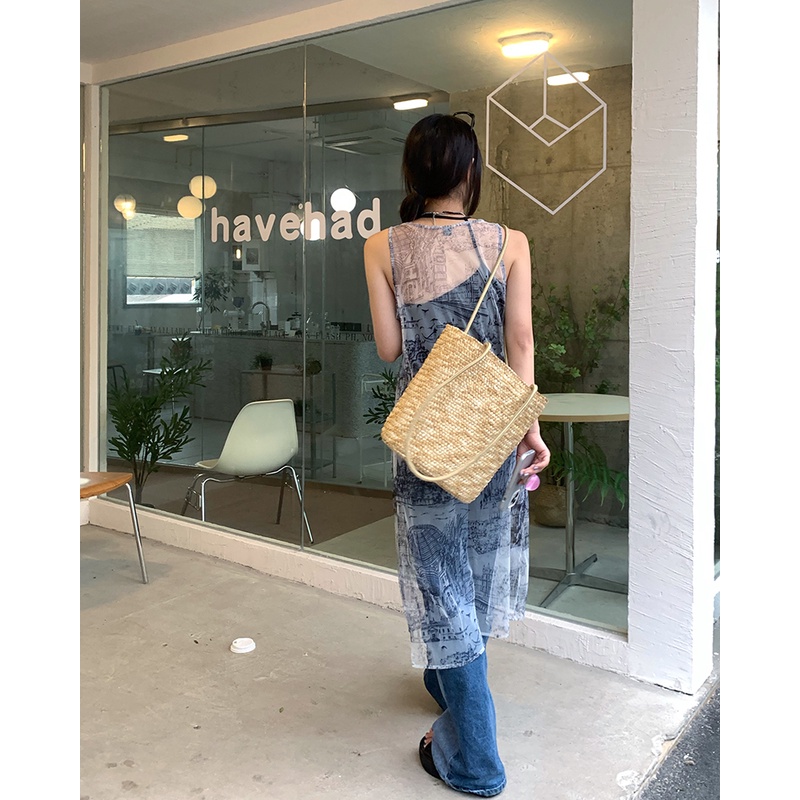 Áo Thun Sát Nách Vải Lưới Mỏng Màu Nhuộm Phối Dây Buộc Gợi Cảm