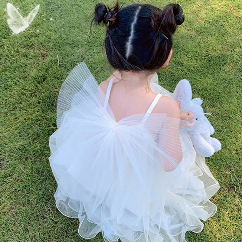 Cô gái sợi lưới váy mùa hè bướm lễ hội cánh tiên hoa công chúa sling vest váy