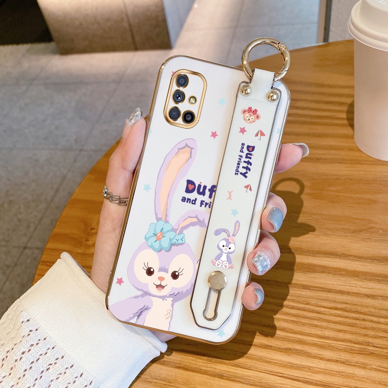 Ốp Điện Thoại Mạ Điện Hình Thỏ Dễ Thương Có Dây Đeo Cổ Tay Cho Samsung Galaxy M51