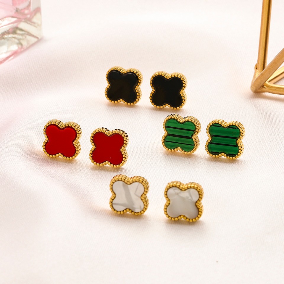Bông Tai Chữ Cleef & Arpels BằNg ThéP Titan ThờI Trang Cho Nữ