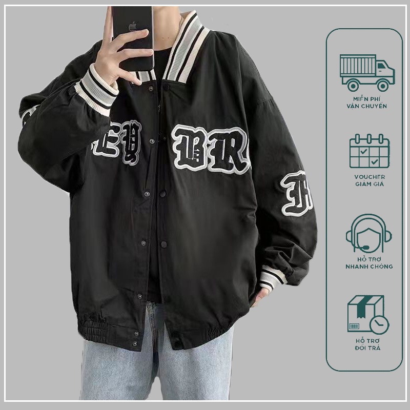 Áo khoác nam Áo khoác bomber nam bóng chày 2 lớp Áo khoác bomber nam bigsize