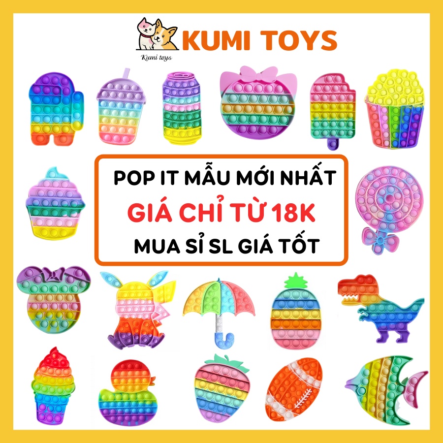 Đồ chơi giải trí thông minh – Pop It 2021 giảm căng thẳng hiệu quả cho người lớn, trẻ em Kumi toys