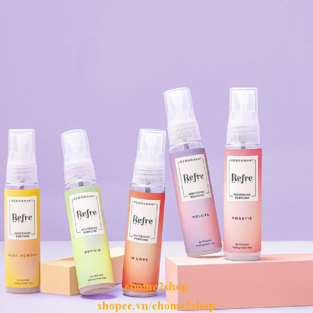 Xịt Khử Mùi Refre 30Ml Hương Phấn Thơm Dưỡng Sáng Da, shopee.vn/ehome2shop.