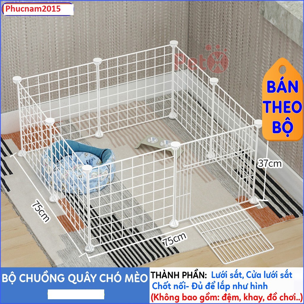 Chuồng 7 Tấm 1 Cửa (Tặng Kèm 16 Chốt) , Tấm Lưới Lắp Ghép Chuồng Thú Cưng Lồng Chó Lồng Mèo