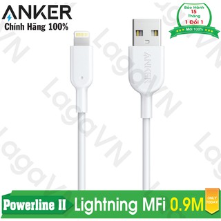 Cáp sạc ANKER Powerline II Lightning MFi dài 0.9m cho iPhone iPad iPod - A8432H21