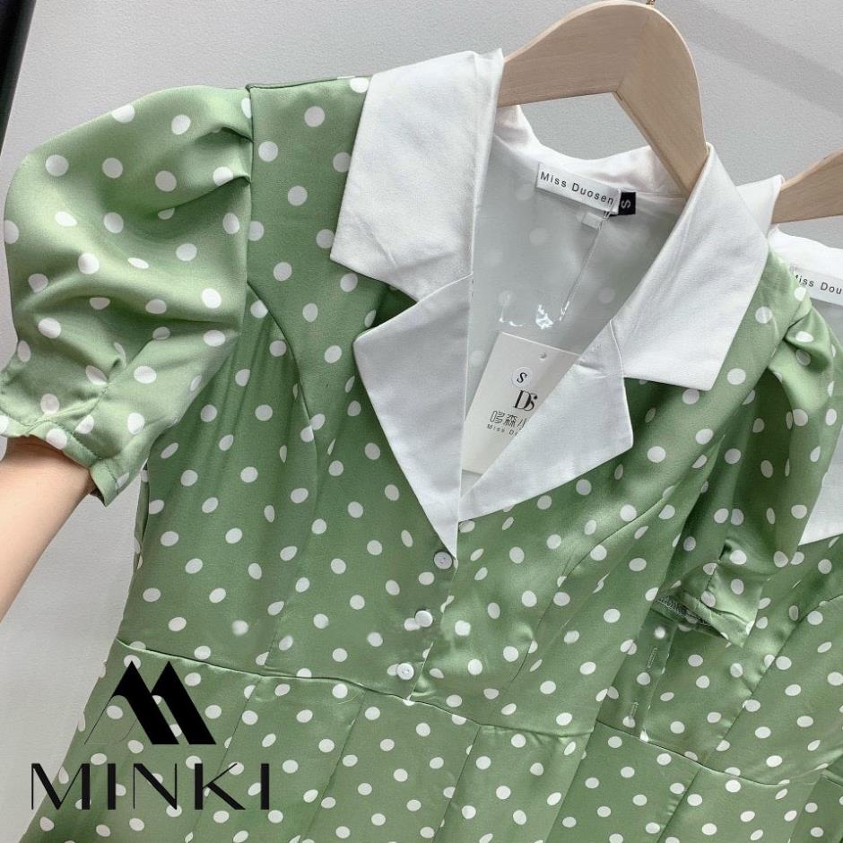 [TTTK] ĐẦM XANH CHẤM BI CỔ ĐIỂN - CHẤT LIỆU CAO CẤP - MÀU XANH BƠ CHẤM BI | BigBuy360 - bigbuy360.vn