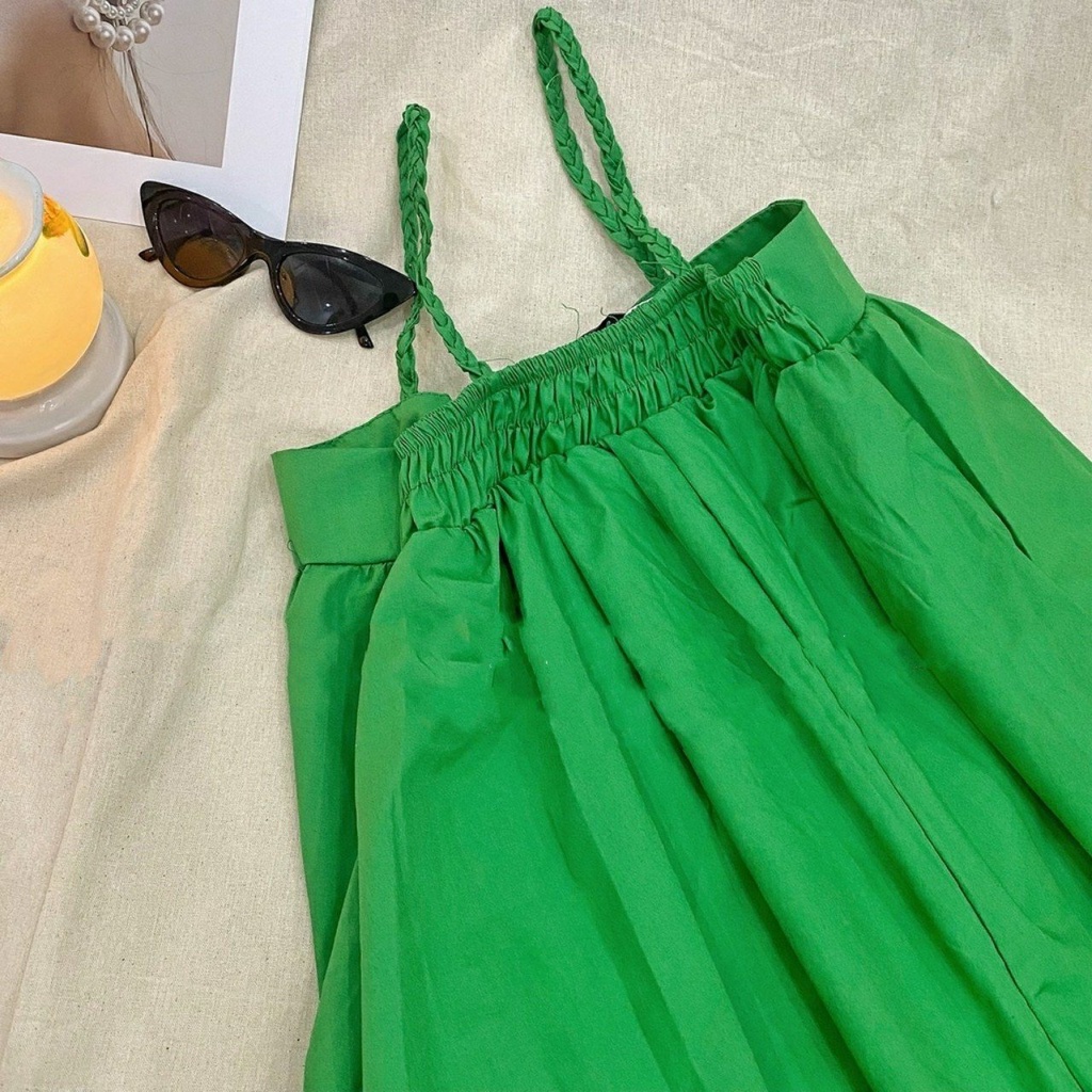 Váy babydoll dáng suông 2 dây tết vai nhiều màu xinh hot trend V339