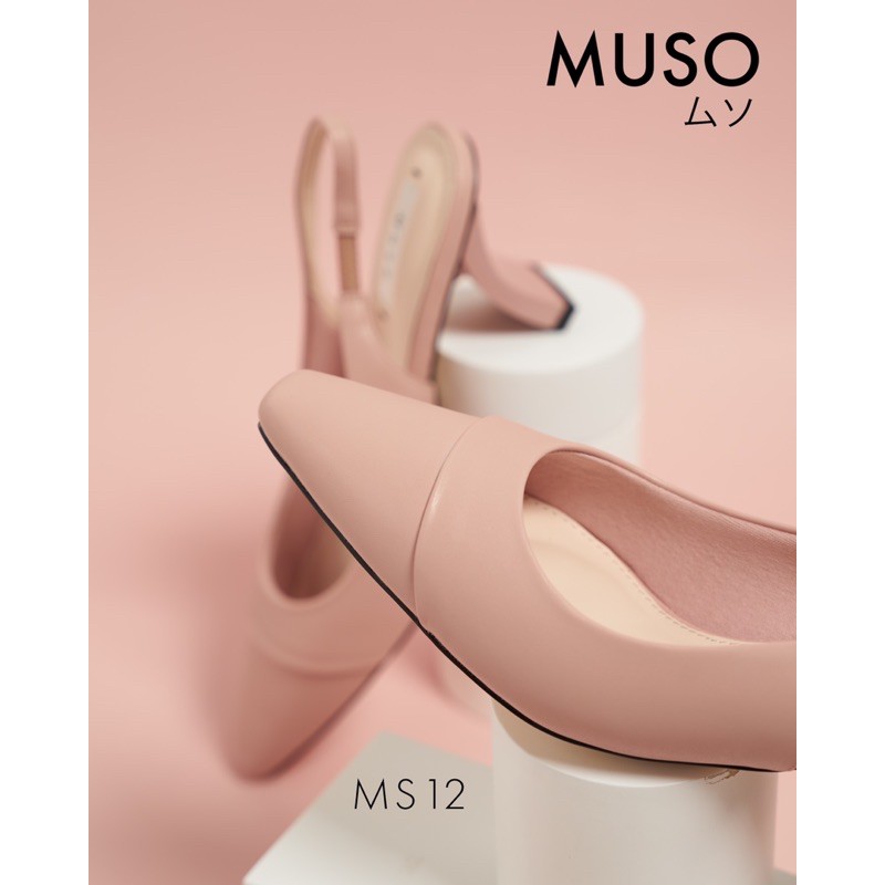 Giày Slingback Vá Mũi Gót Dẹp Cong 7Cm MUSO12