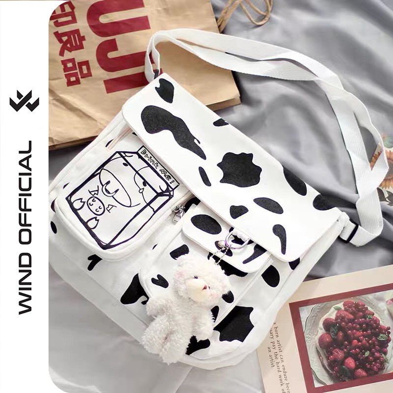 [Mã SKAMA06 giảm 8% tối đa 50K đơn 250K] Túi đeo chéo Wind unisex vái Canvas hoạ tiết Drink Me nam nữ phong cách ulzzang | BigBuy360 - bigbuy360.vn