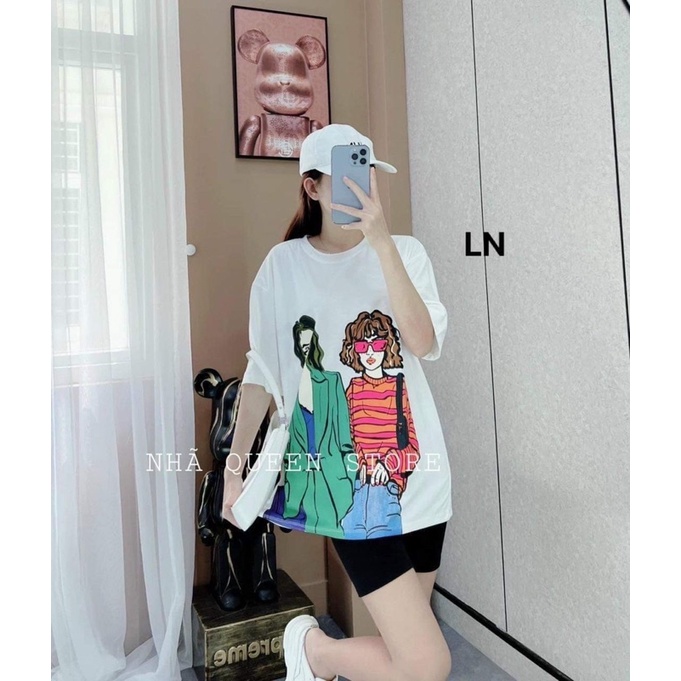 Sét áo 2 cô gái đeo kính + quần legging lửng TH6