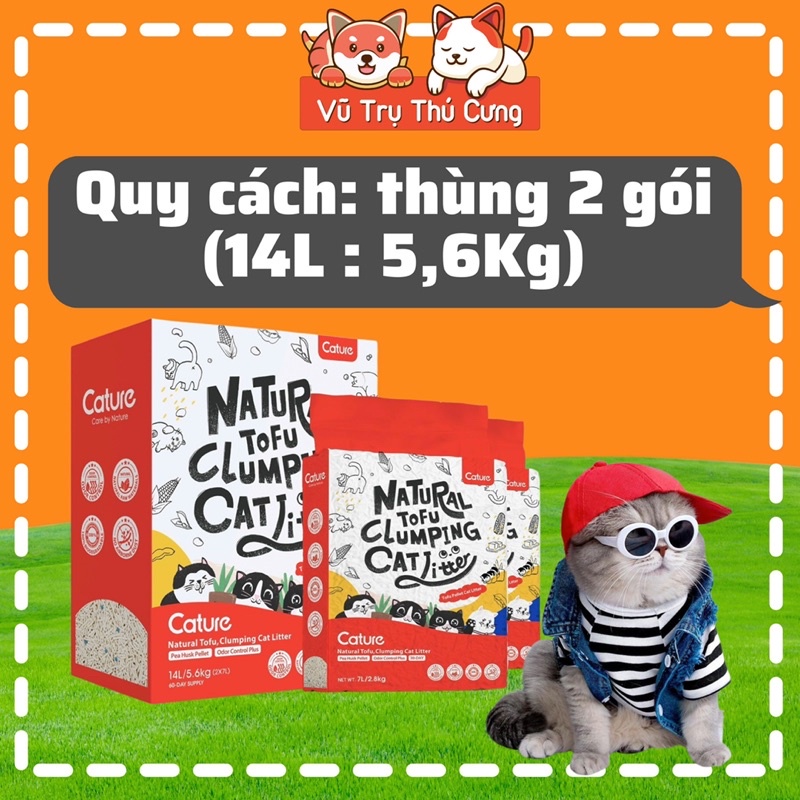 Cát vệ sinh cho Mèo, Cát đậu nành Tofu Cature 14L, khử mùi và vón cục hiệu quả