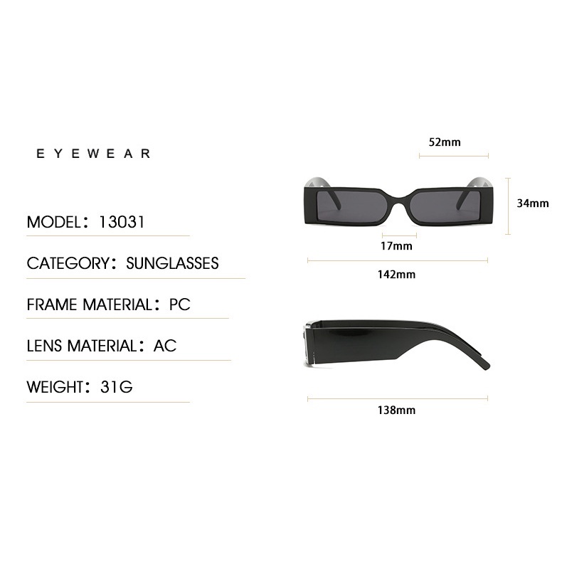 Kính Mát Hình Chữ Nhật Chống Tia UV400 Phong Cách Cổ Điển Mới Cho Nữ