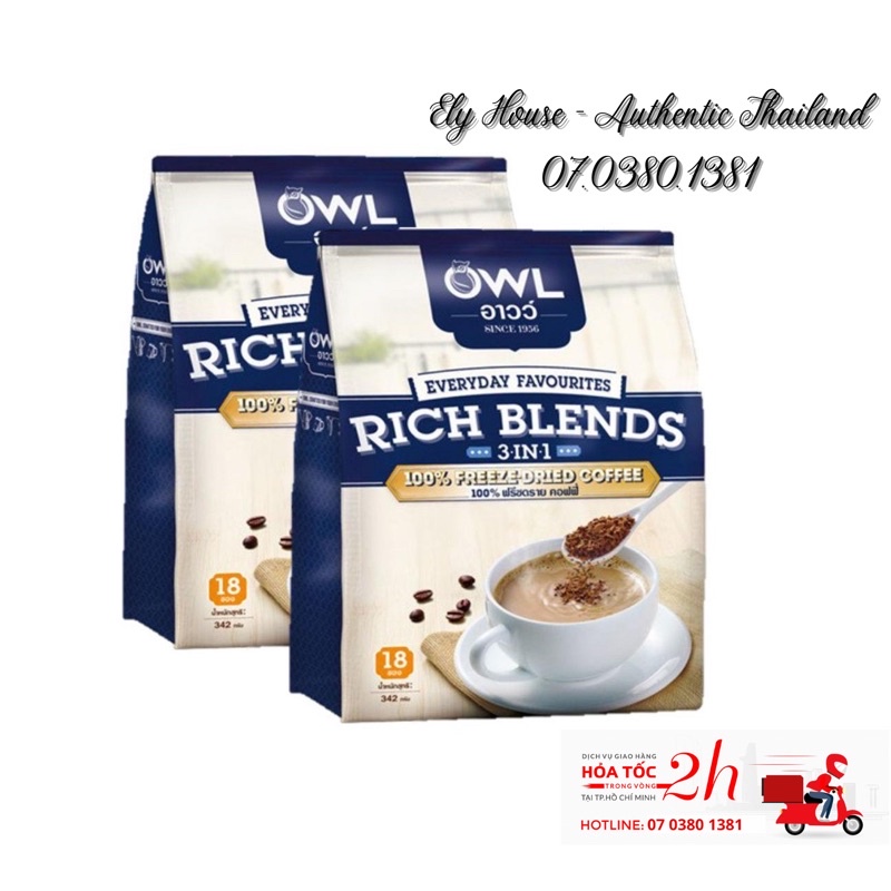 OWL Coffee RICH BLENDS 3in1, thơm ngon, đậm vị hạt nguyên chất