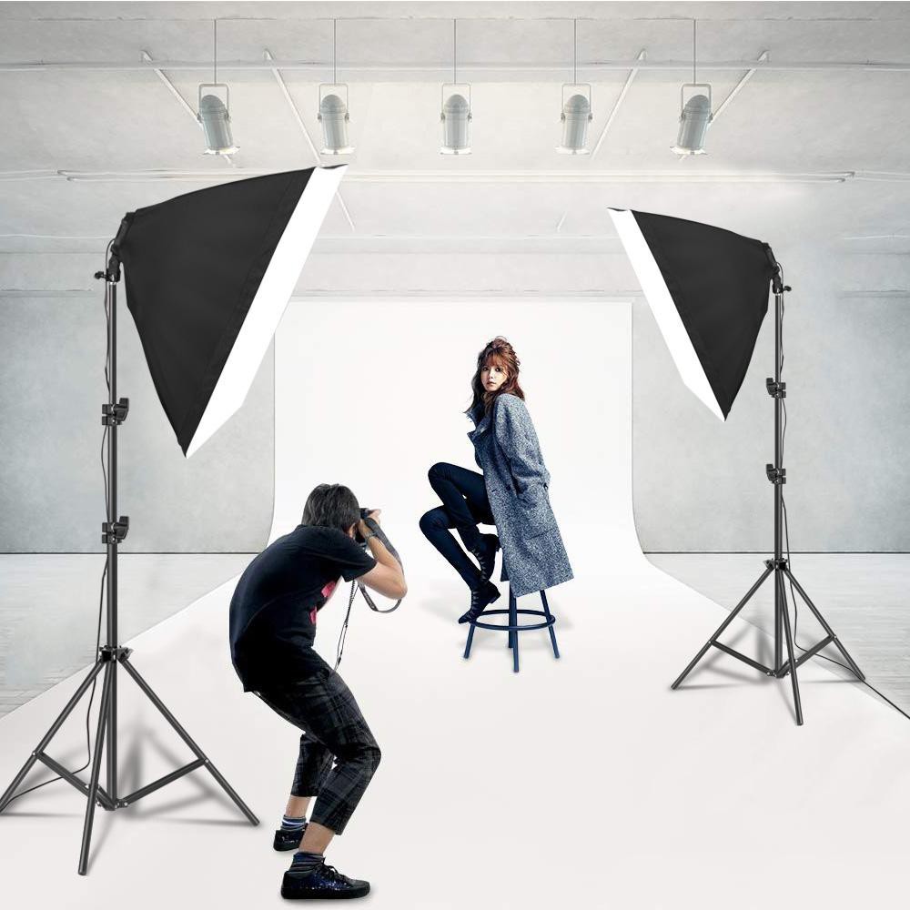 Bộ KIT Studio Chụp Ảnh Sản Phẩm Chân Đèn 2m Kèm Softbox 50x70 cm Hỗ Trợ Sáng(Không bóng đèn)