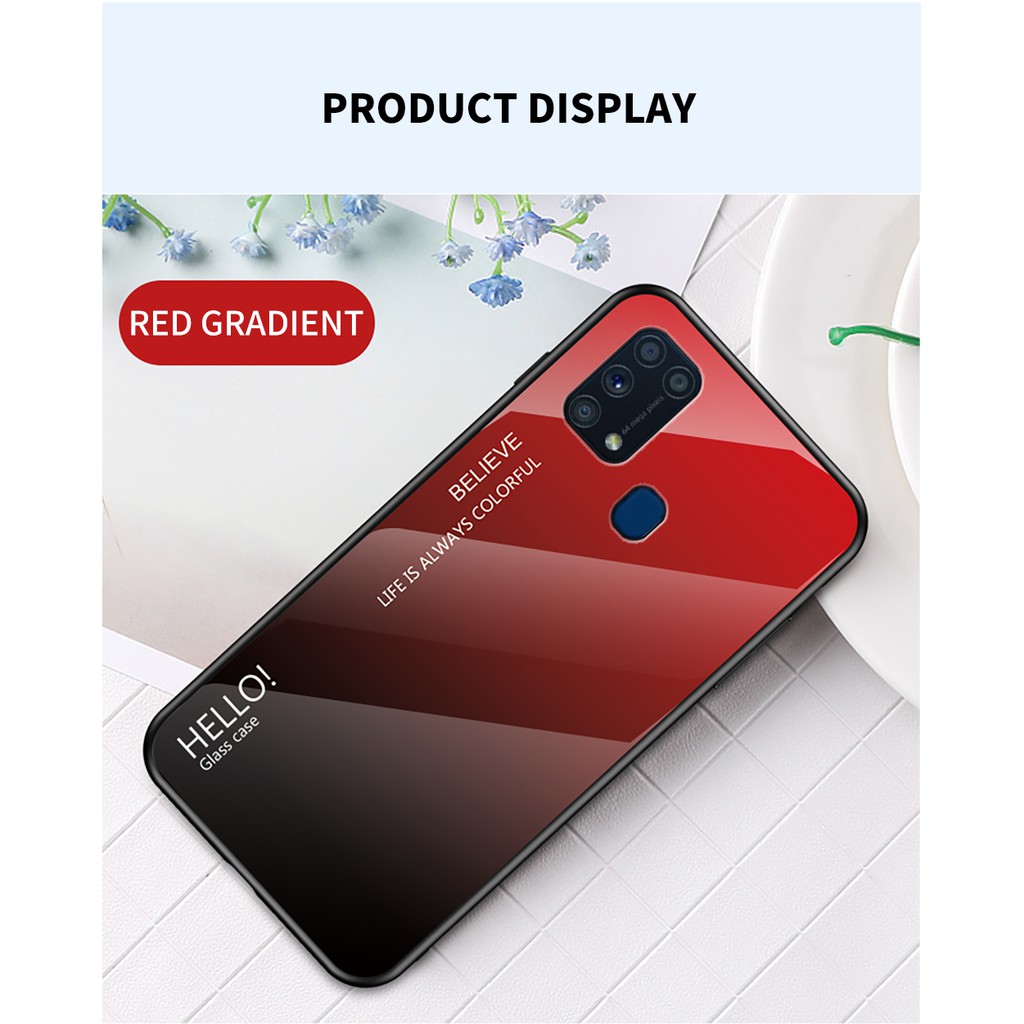 Ốp điện thoại mặt kính cứng cho Samsung Galaxy M31