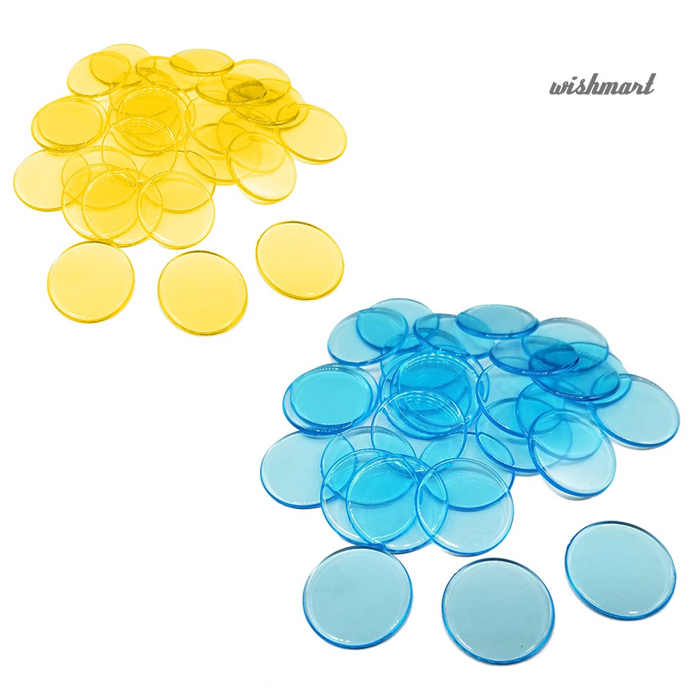 [Wish] 100Pcs 19mm Bingo Chips Transparent Color Counting Math Game Counters Markers