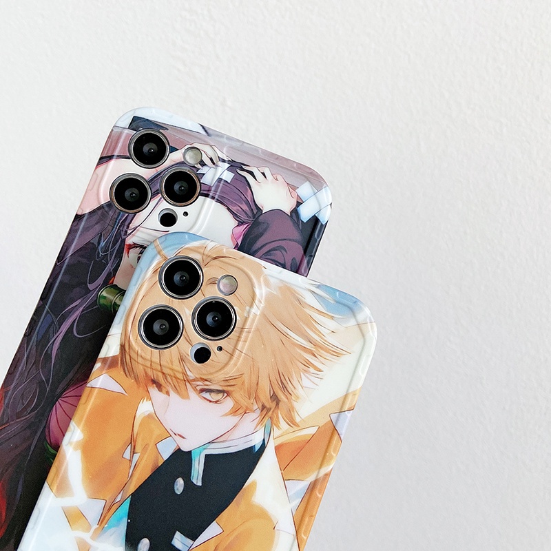 Ốp Điện Thoại Nhám In Hoạt Hình Demon Slayer Nezuko Zenitsu Cho iPhone 13 11 12 Pro Max Xs Max XR 8Plus