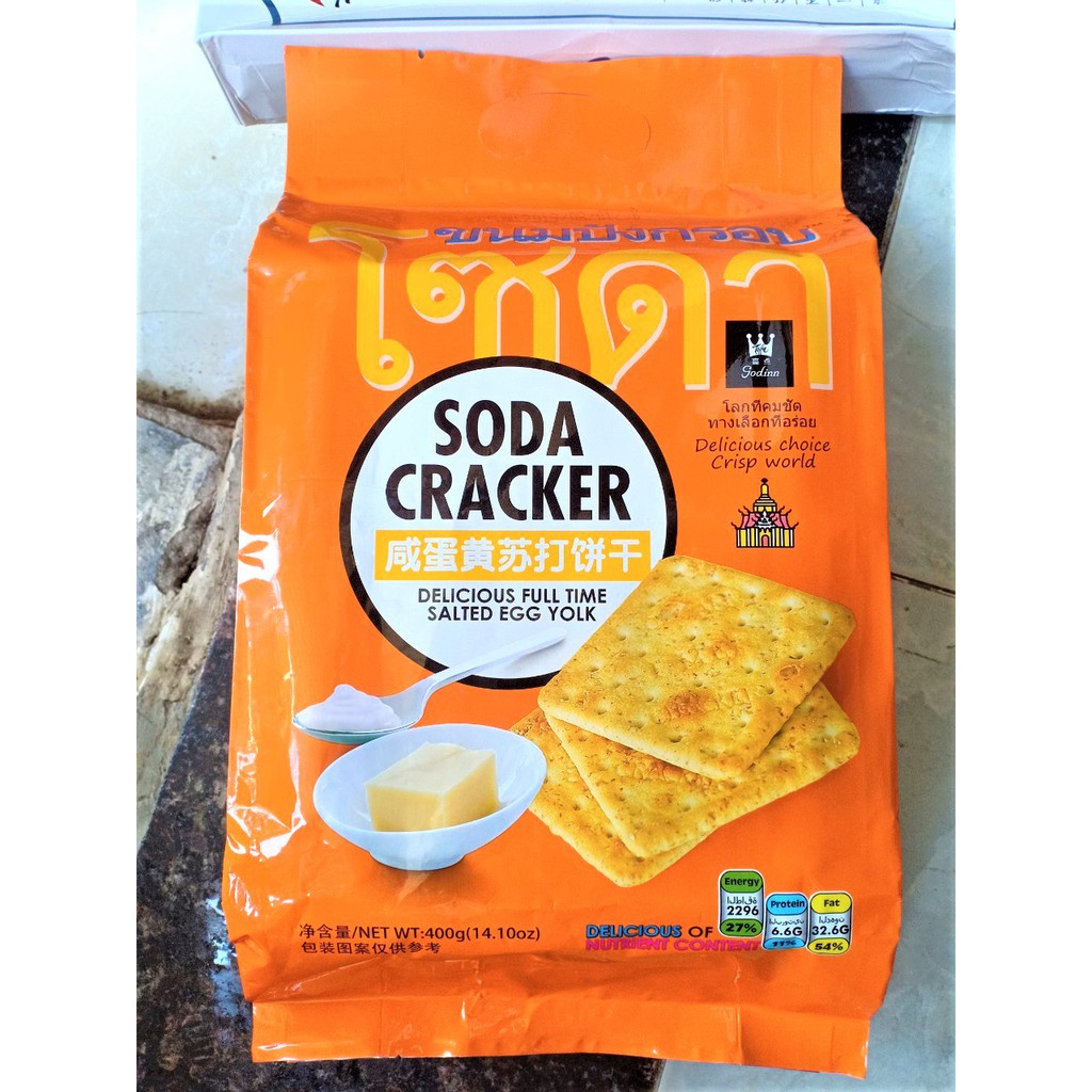 Bánh Quy Soda Cracker Bánh Quy Ăn Kiêng Vị Mặn Thái Lan Túi 400g Hương Vị Thơm Giòn Béo Ngậy