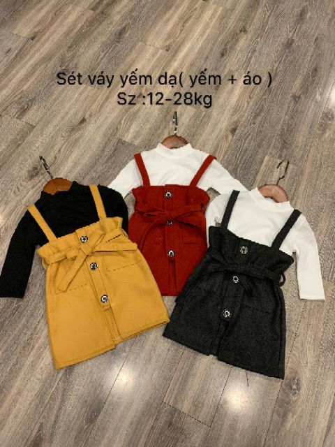 Set yếm dạ + áo pull sang và chất cho bé gái - YDD