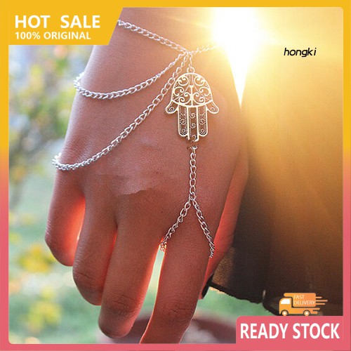 Vòng tay phối nhẫn mặt hình bàn tay hamsa độc đáo thời trang cho nữ