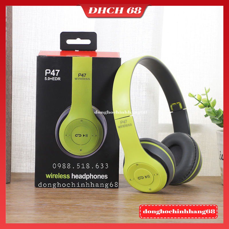 Tai Nghe Chụp Tai Bluetooth P47, Tai Không Dây Có Mic, Có Thẻ Nhớ, Âm Bass Cực Chất, Nghe Nhạc Cực Hay Bảo Hành 12 Tháng