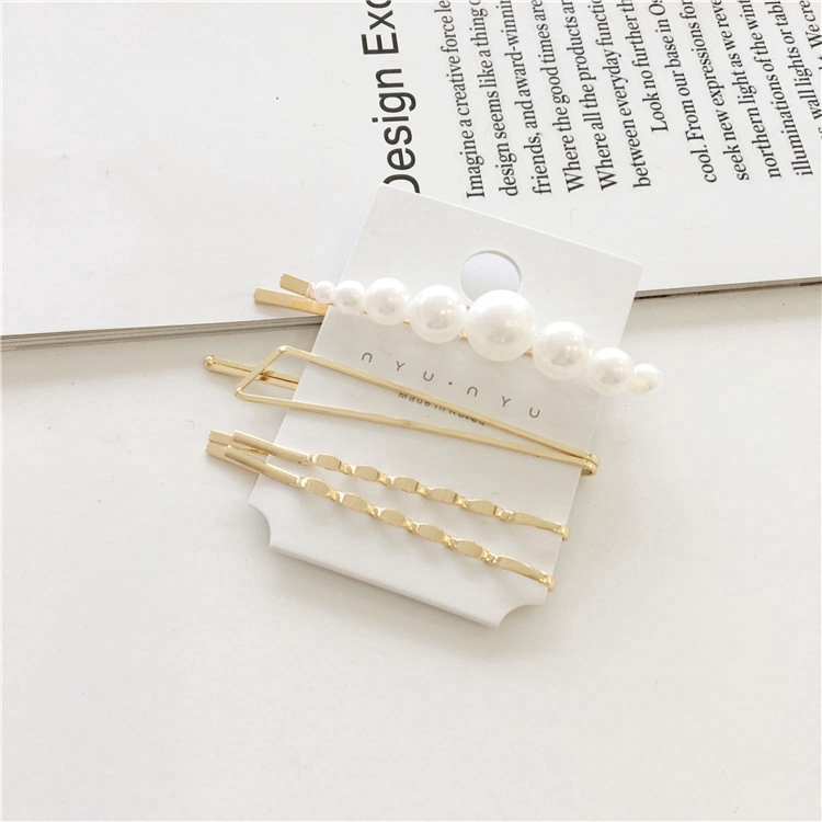 Bộ 3 kẹp tóc đính hạt ngọc trai nhân tạo phong cách Hàn Quốc dành cho nữ