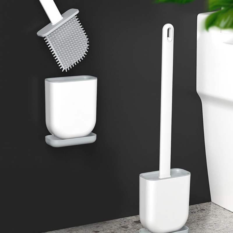 Bàn Chải Cọ Bồn Cầu Đầu Phẳng Gắn Tường Bằng Silicone