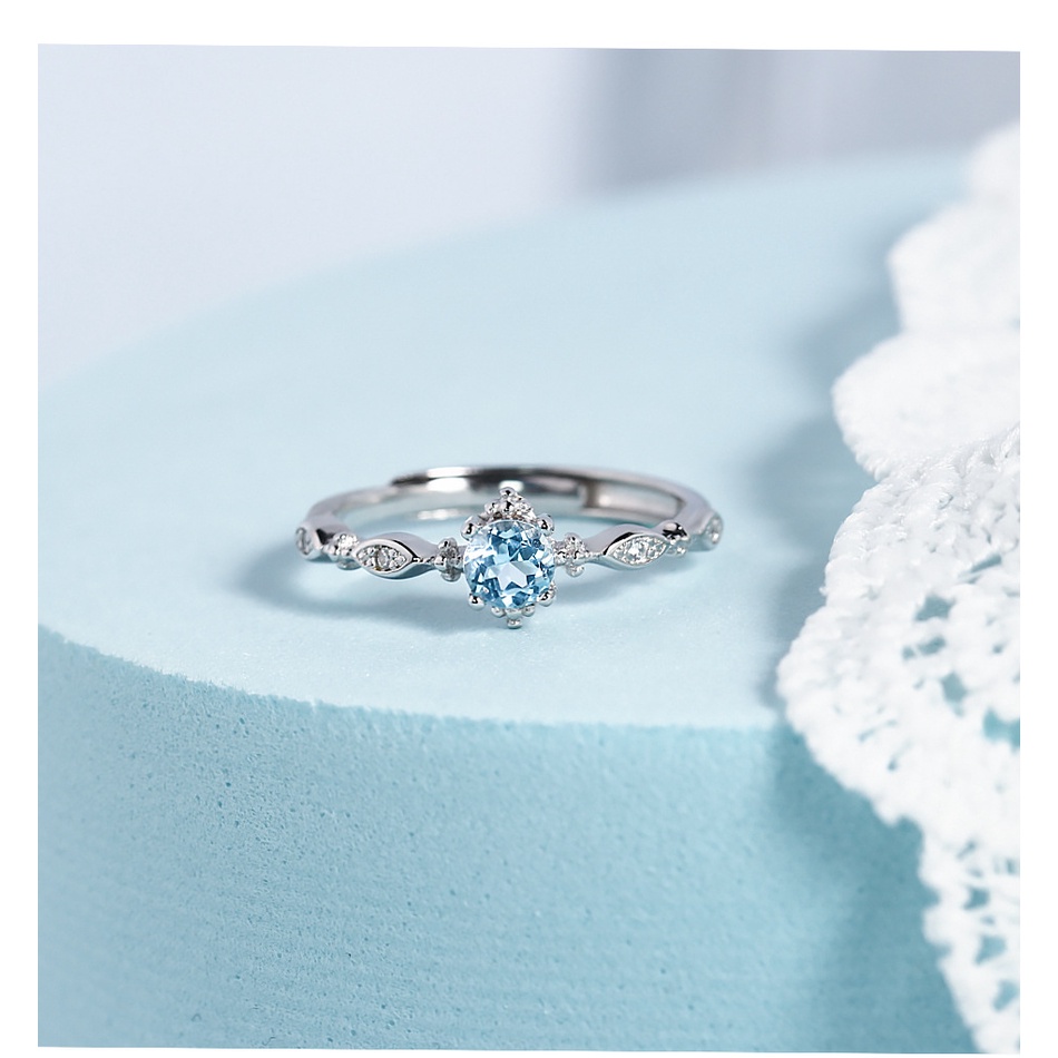 Nhẫn Bạc 925 Đính Đá Sapphire Thời Trang Cho Nữ