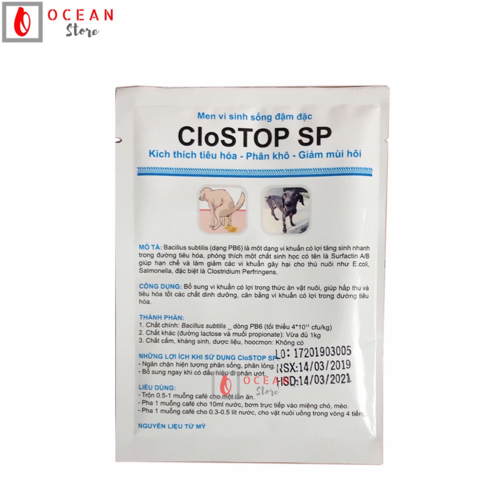 Men vi sinh dùng cho chó mèo Clostop SP 20g