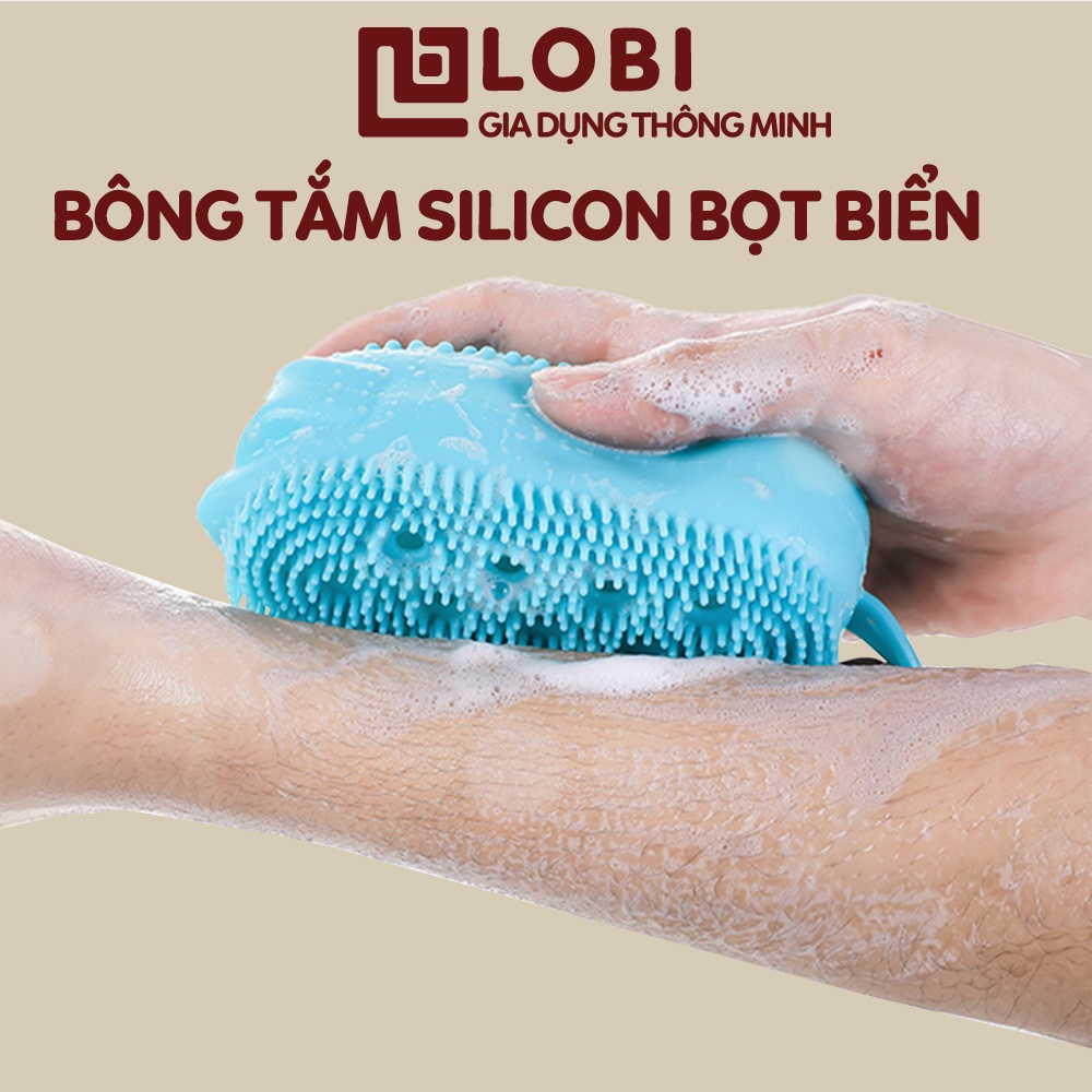 Bông tắm bọt biển silicon tạo bọt kỳ ghét cọ chà lưng tẩy tế bào da chết miếng mút 2 mặt siêu mềm