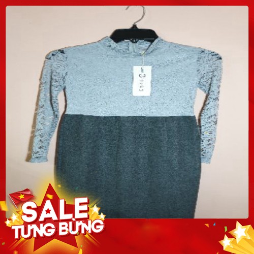 -HÀNG NHẬP KHẨU Đầm thun ren body chân váy nỉ màu xám Liên hệ mua hàng 084.209.1989