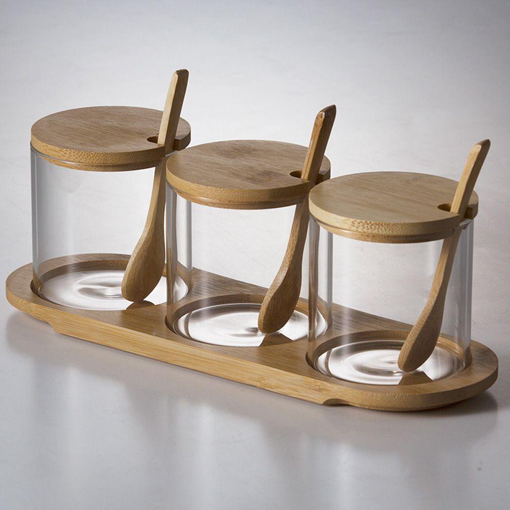 Set 3 Hũ Đựng Gia Vị Nấu Ăn Tiện Lợi Cho Nhà Bếp