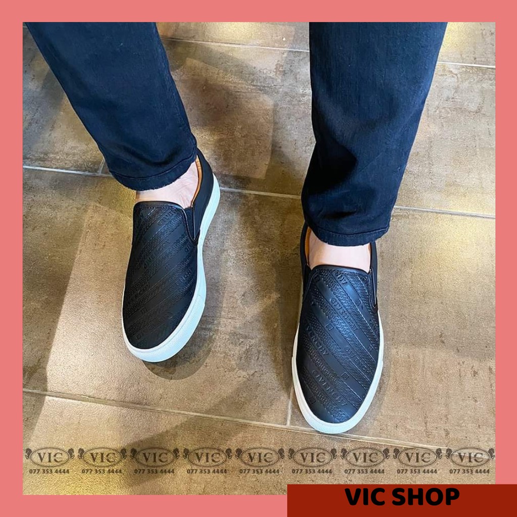 Giầy lười slipon GSL-154 da, đế cao su có rãnh ma sát, chữ dập ít chìm trẻ trung thanh lịch