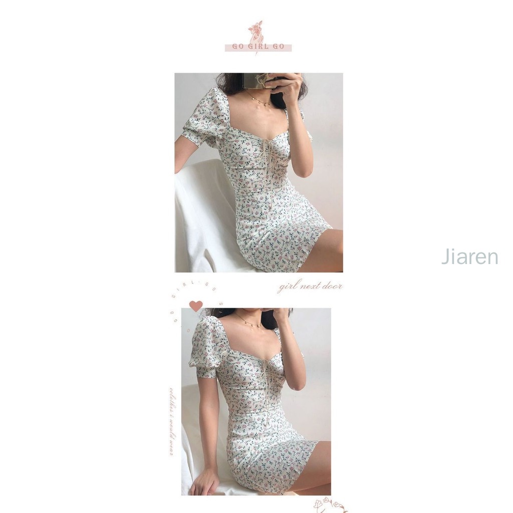 Đầm Hoa Tay Phồng Buộc Dây Eo Thời Trang Hè 2021 Cho Nữ | BigBuy360 - bigbuy360.vn